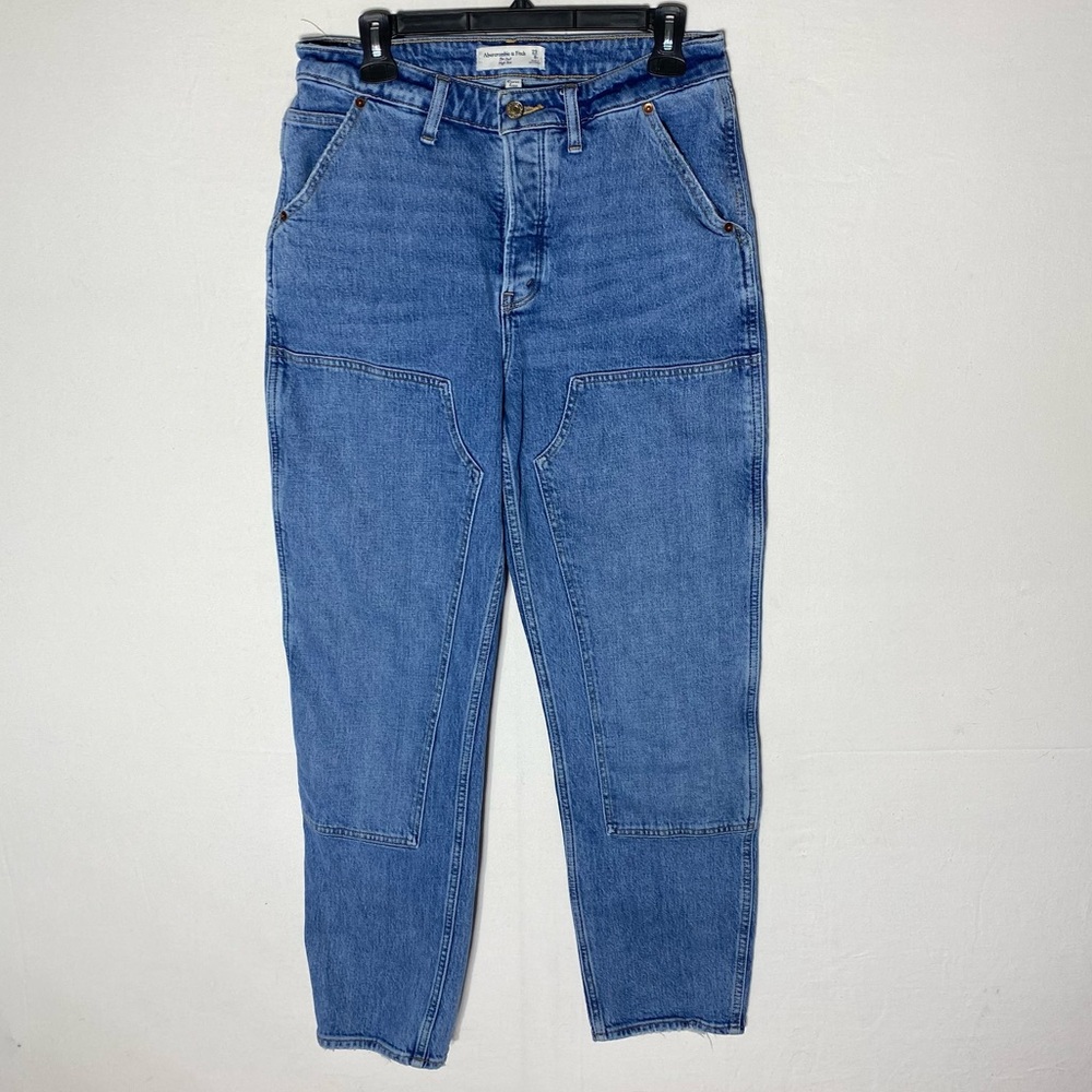 Abercrombie & Fitch The Dad High Rise Double Knee Straight Leg Curve Love Jeans